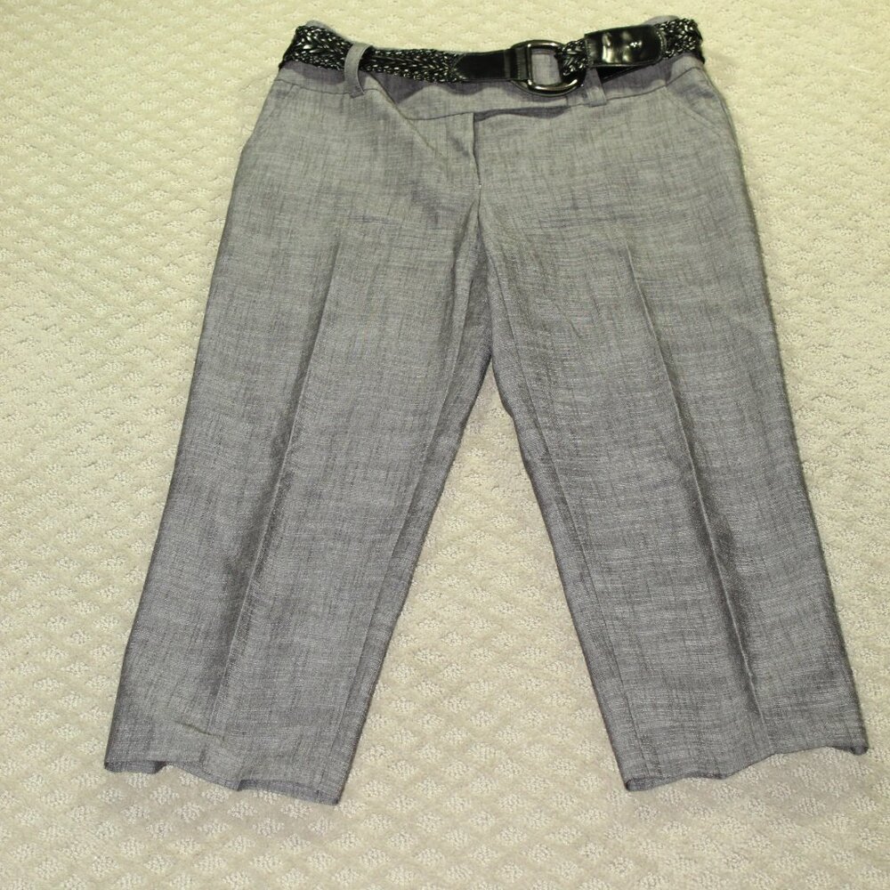 AB Studio Women's 4 Fully Lined Grey Dress Pants with Black Belt